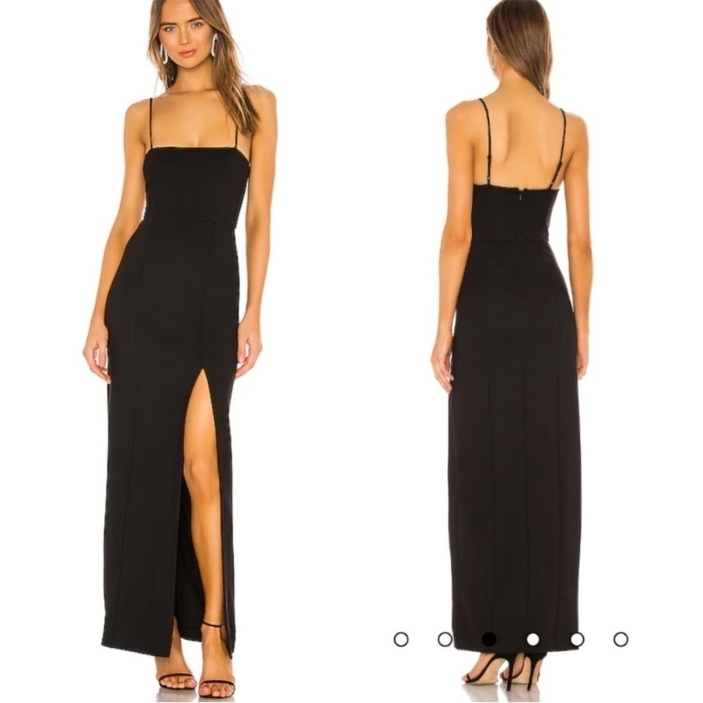 NBD Eileen Black Sheath Knit Maxi Dress with Slit